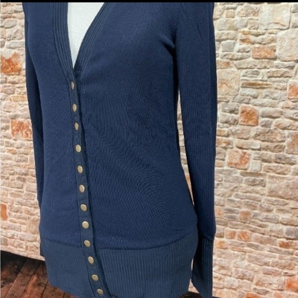 NWT Women’s Navy Blue Snap Button Sweater Cardigan size XS - Picture 2 of 8